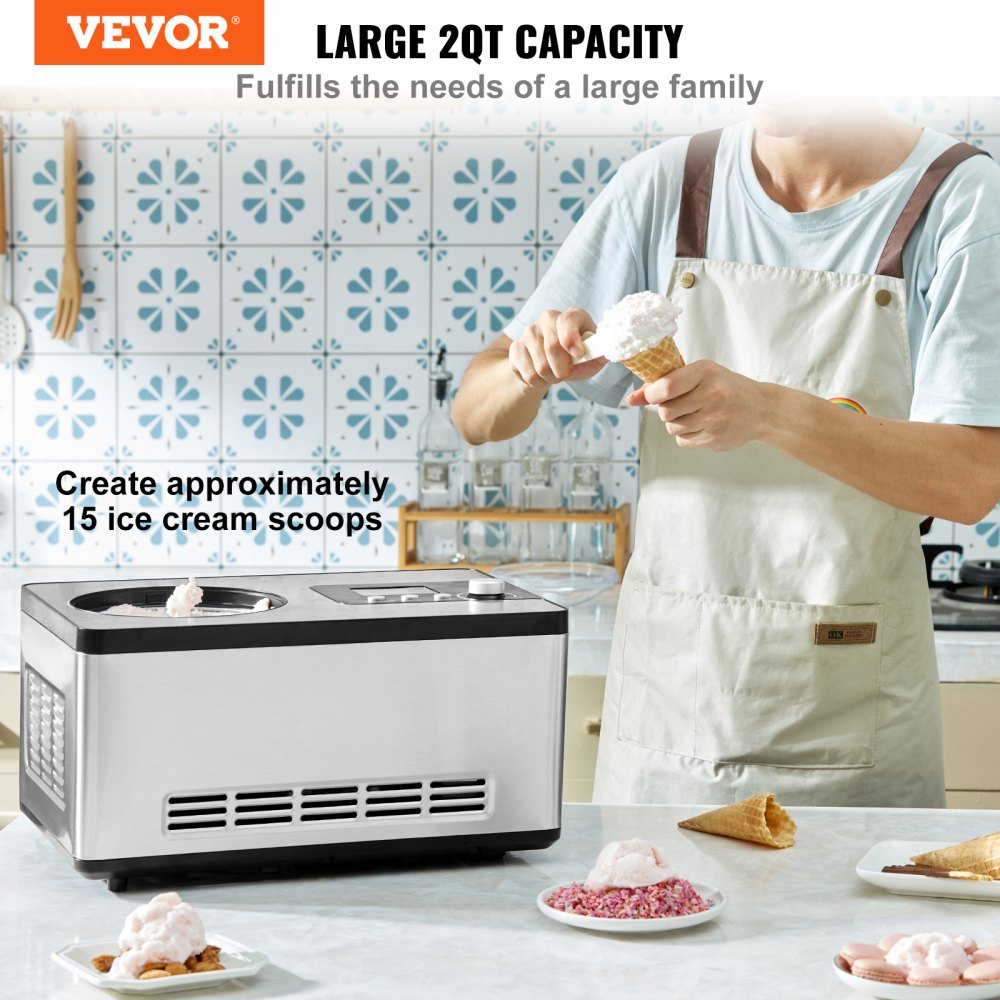 ICE2032-UL - 2QT Ice Cream Maker with 180W Compressor & LCD Display
