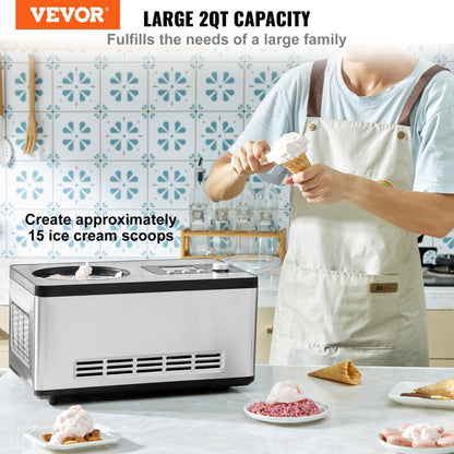 ICE2032-UL - 2QT Ice Cream Maker with 180W Compressor & LCD Display