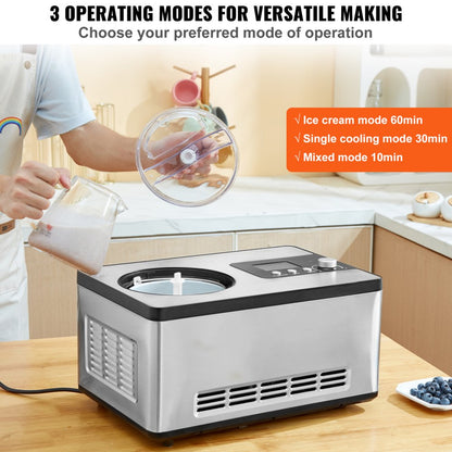 ICE2032-UL - 2QT Ice Cream Maker with 180W Compressor & LCD Display