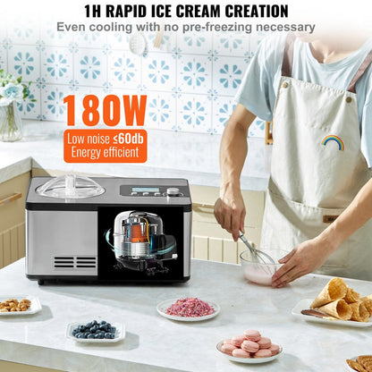 ICE2032-UL - 2QT Ice Cream Maker with 180W Compressor & LCD Display