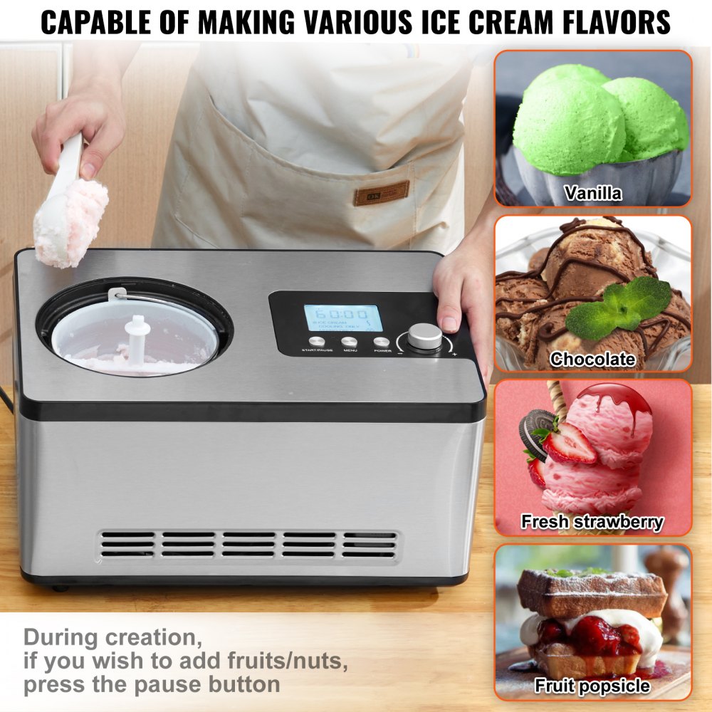 ICE2032-UL - 2QT Ice Cream Maker with 180W Compressor & LCD Display