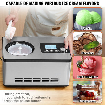 ICE2032-UL - 2QT Ice Cream Maker with 180W Compressor & LCD Display