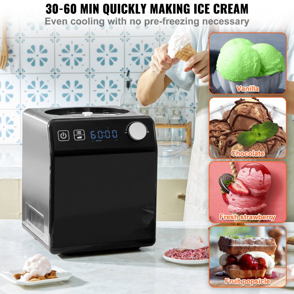 ICE2086BY-UL - Compact Stainless Steel Ice Cream Maker with Built-in Compressor