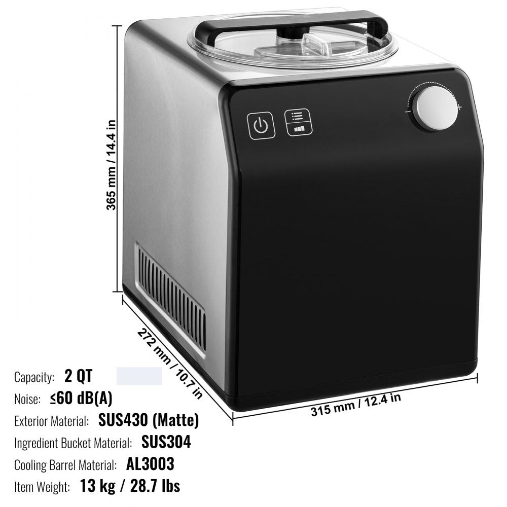 ICE2086BY-UL - Compact Stainless Steel Ice Cream Maker with Built-in Compressor