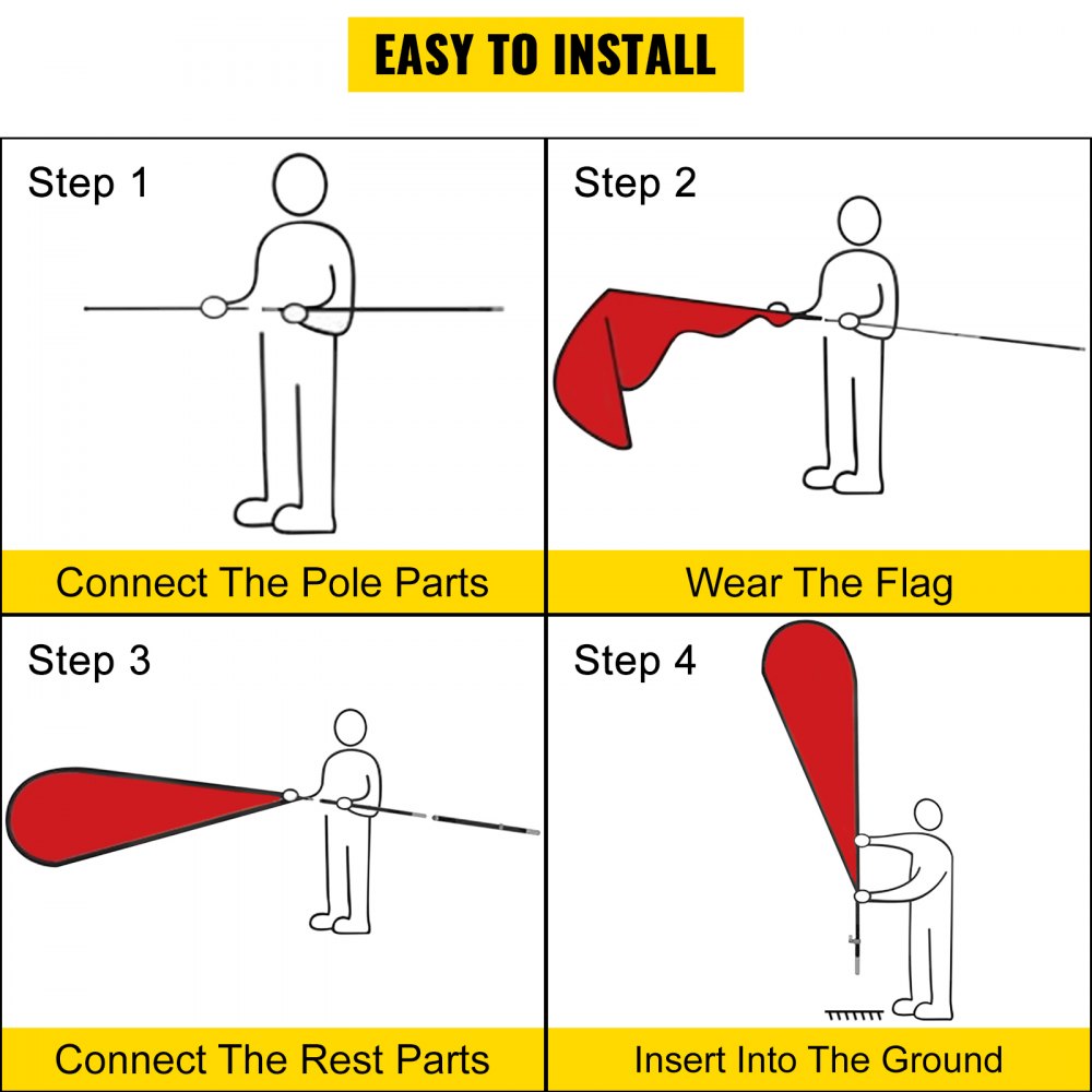 010783119732 - 16 ft Durable Anodized Aluminum Feather Flag Pole for Outdoor Use