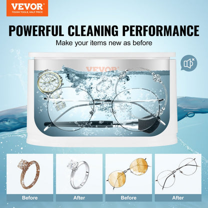 SJ-W4 - VEVOR 650ml Ultrasonic Jewelry Cleaner for Sparkling Shine