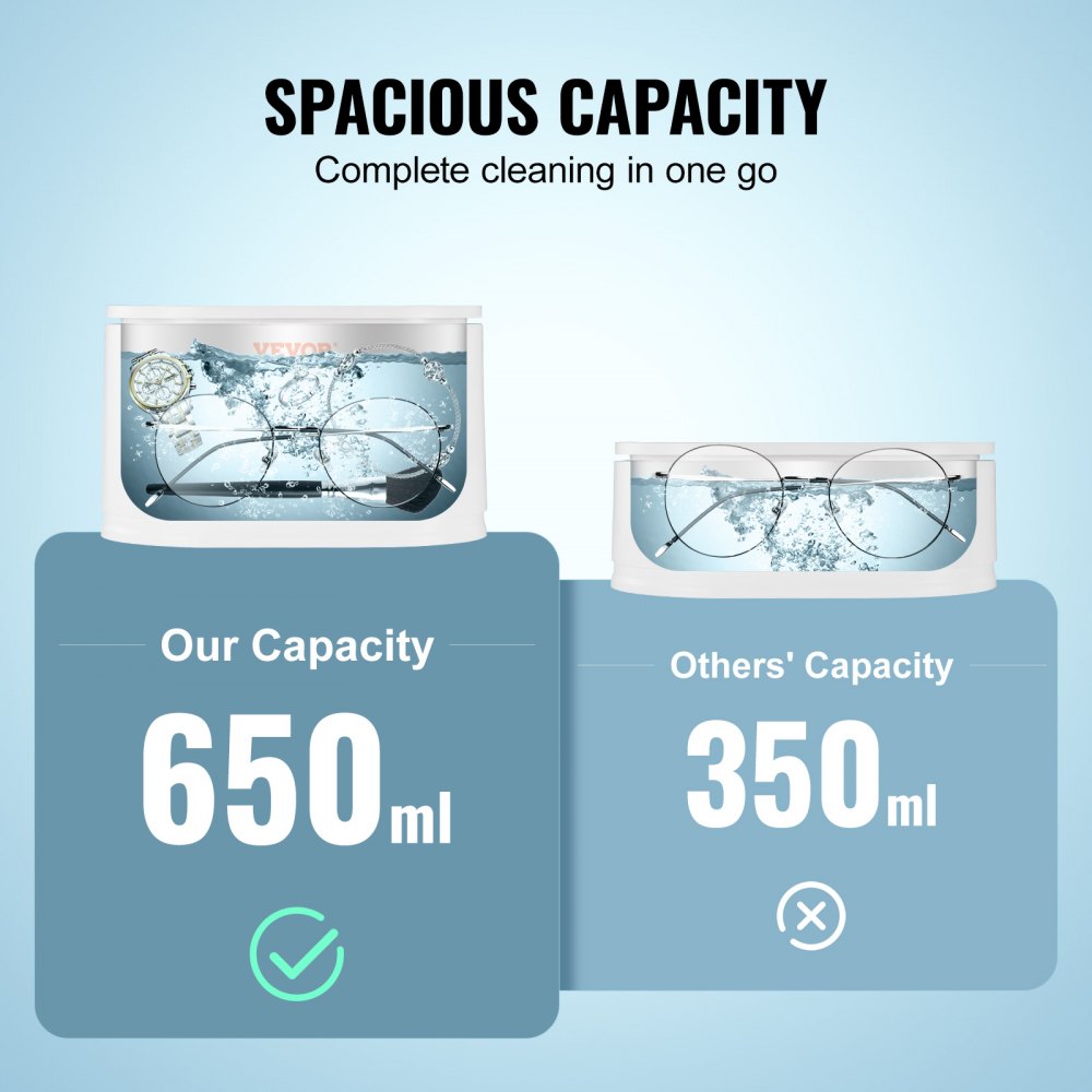 SJ-W4 - VEVOR 650ml Ultrasonic Jewelry Cleaner for Sparkling Shine