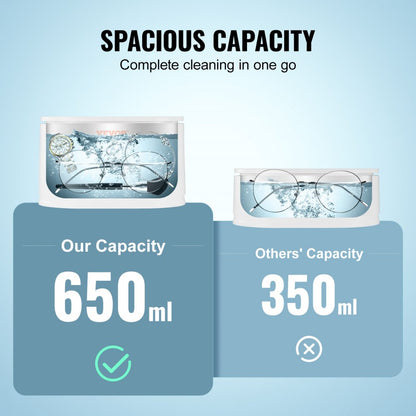 SJ-W4 - VEVOR 650ml Ultrasonic Jewelry Cleaner for Sparkling Shine