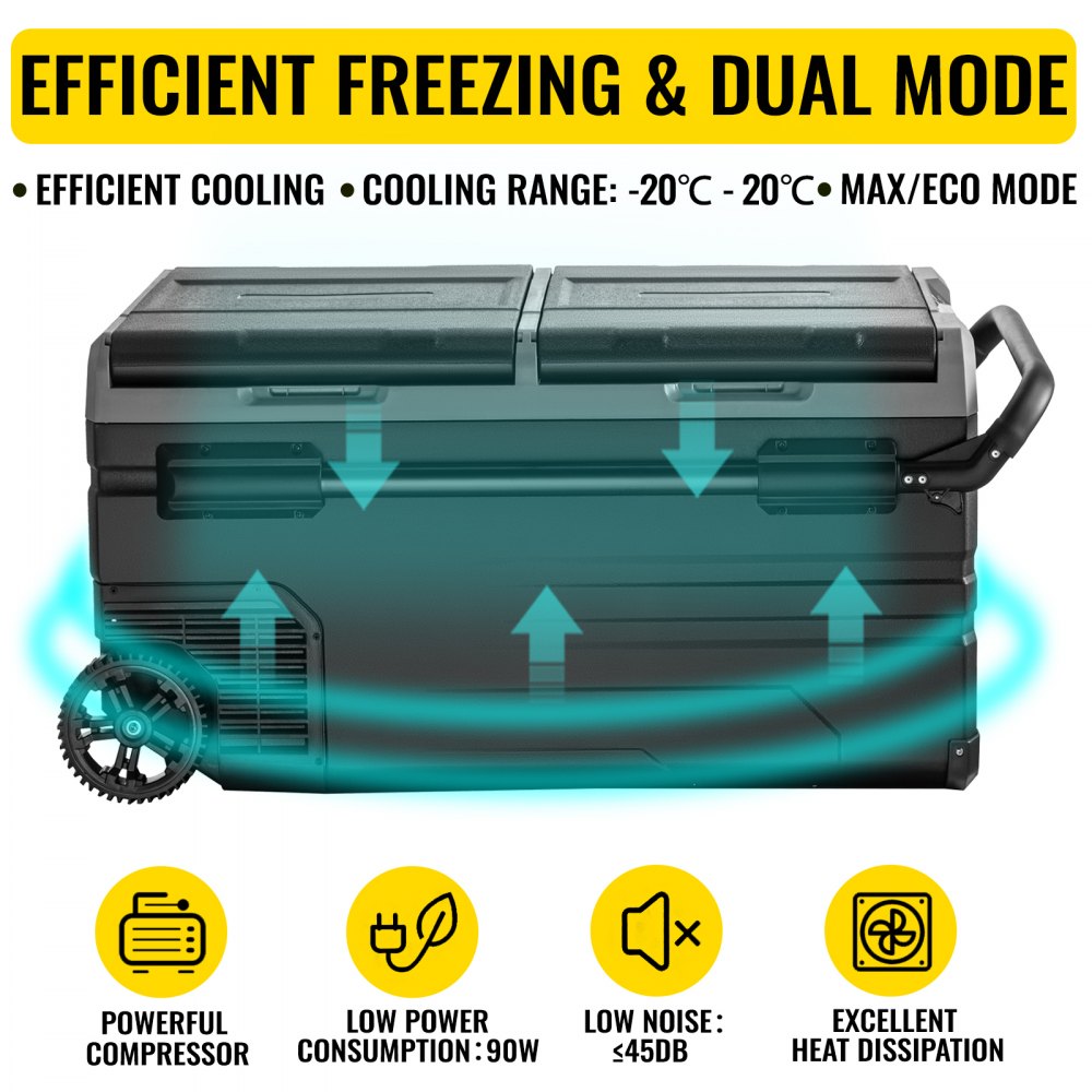 TWW95 - 95L Portable Car Freezer with Rapid Cooling and Solar Compatibility