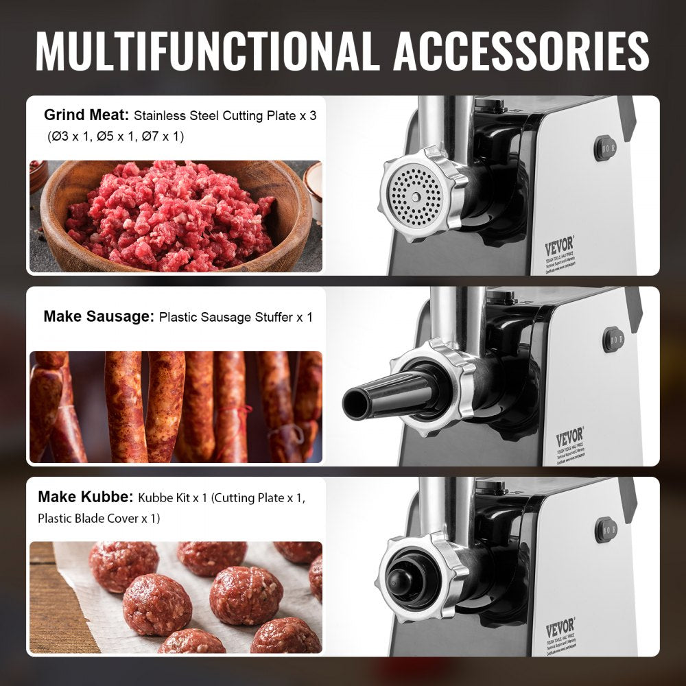 MG435 - 450W Stainless Steel Meat Grinder, 3 lbs/min, Home Kitchen Use