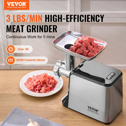 MG427A - Powerful 450W Electric Meat Grinder with 3 Cutting Plates