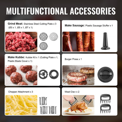 MG427A - Powerful 450W Electric Meat Grinder with 3 Cutting Plates