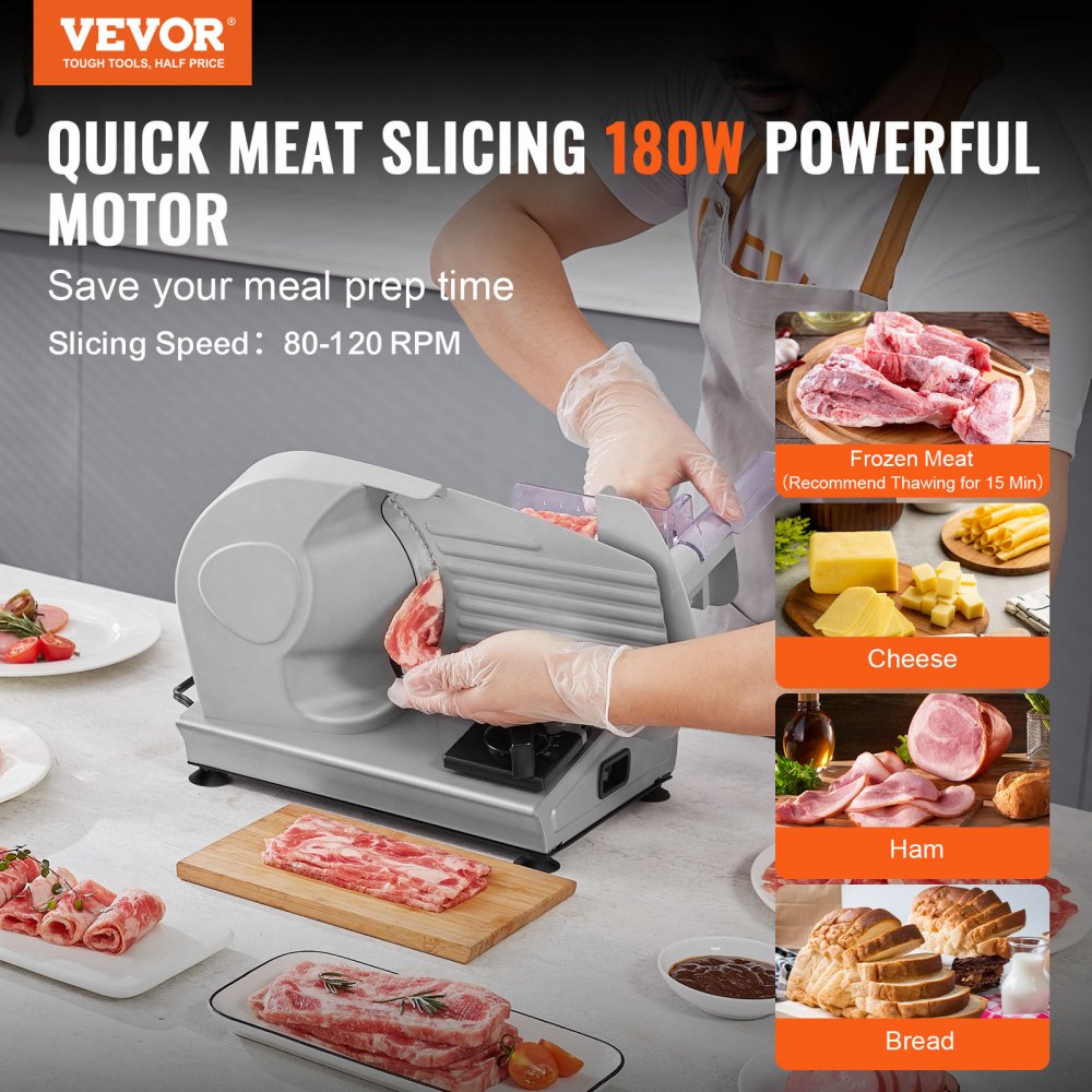 1A-FS201 - 180W Electric Meat Slicer with Adjustable 7.5" Stainless Steel Blade