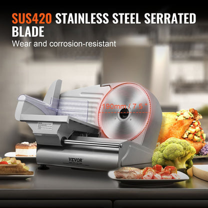 1A-FS201 - 180W Electric Meat Slicer with Adjustable 7.5" Stainless Steel Blade