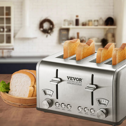 WT-340D - 4-Slice Stainless Steel Toaster with 1.5" Slots, 1650W