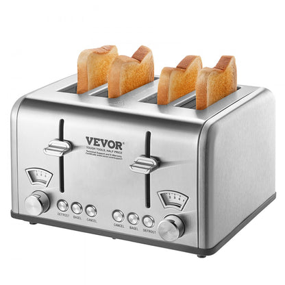 WT-340D - 4-Slice Stainless Steel Toaster with 1.5" Slots, 1650W