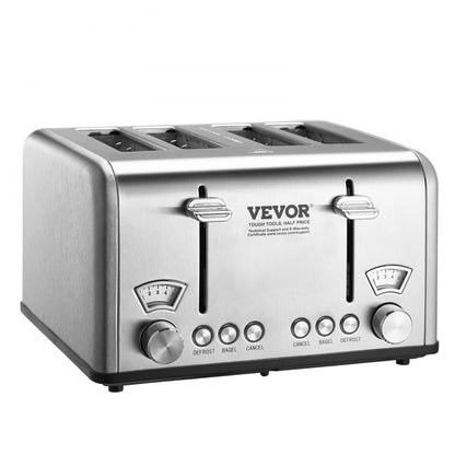 WT-340D - 4-Slice Stainless Steel Toaster with 1.5" Slots, 1650W