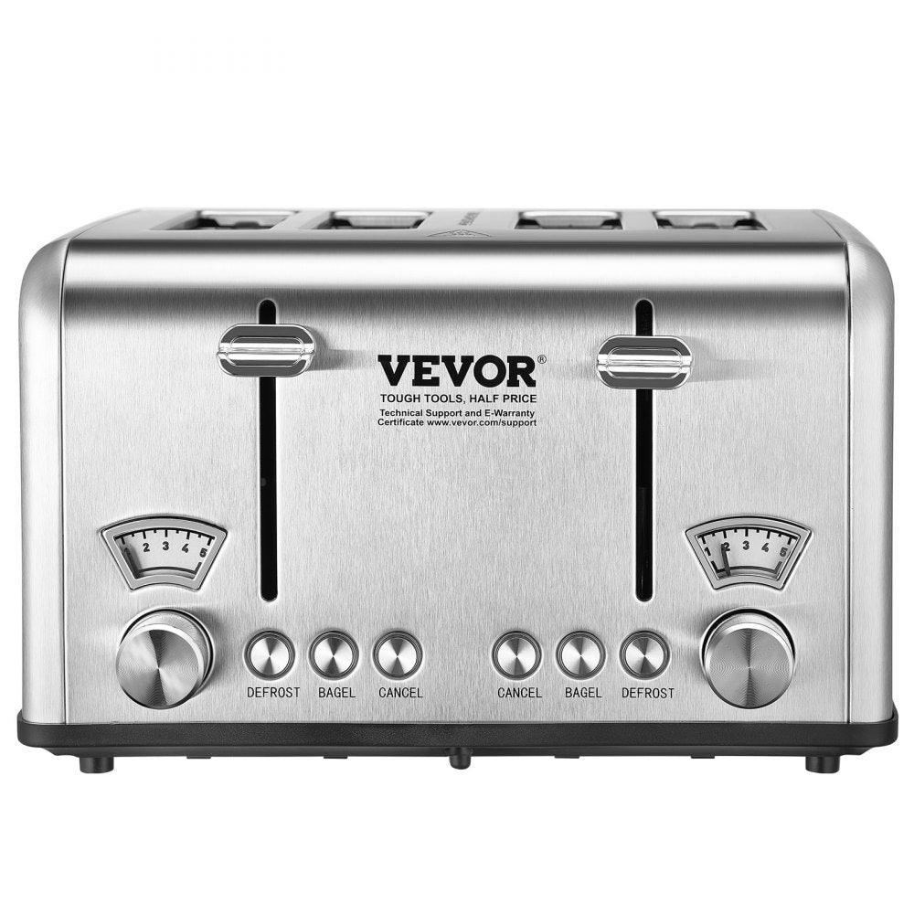 WT-340D - 4-Slice Stainless Steel Toaster with 1.5" Slots, 1650W