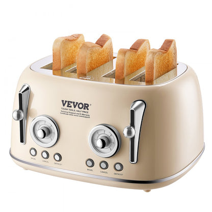 WT-8200T - 1650W Stainless Steel 4-Slice Toaster with 5 Browning Levels