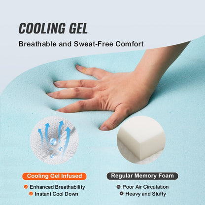 6080MV - 3" Cooling Gel Queen Memory Foam Mattress Topper, 60" x 80"