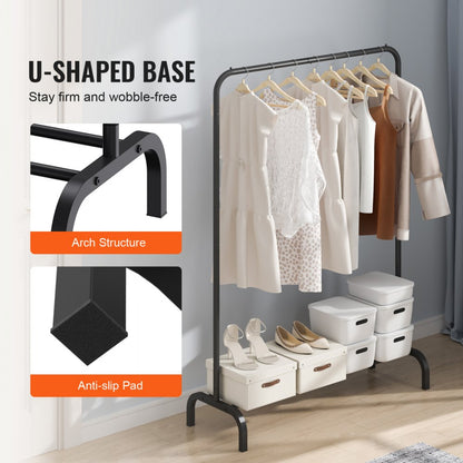 YD00016 - Heavy-Duty Mobile Garment Rack with Shelves and Rod