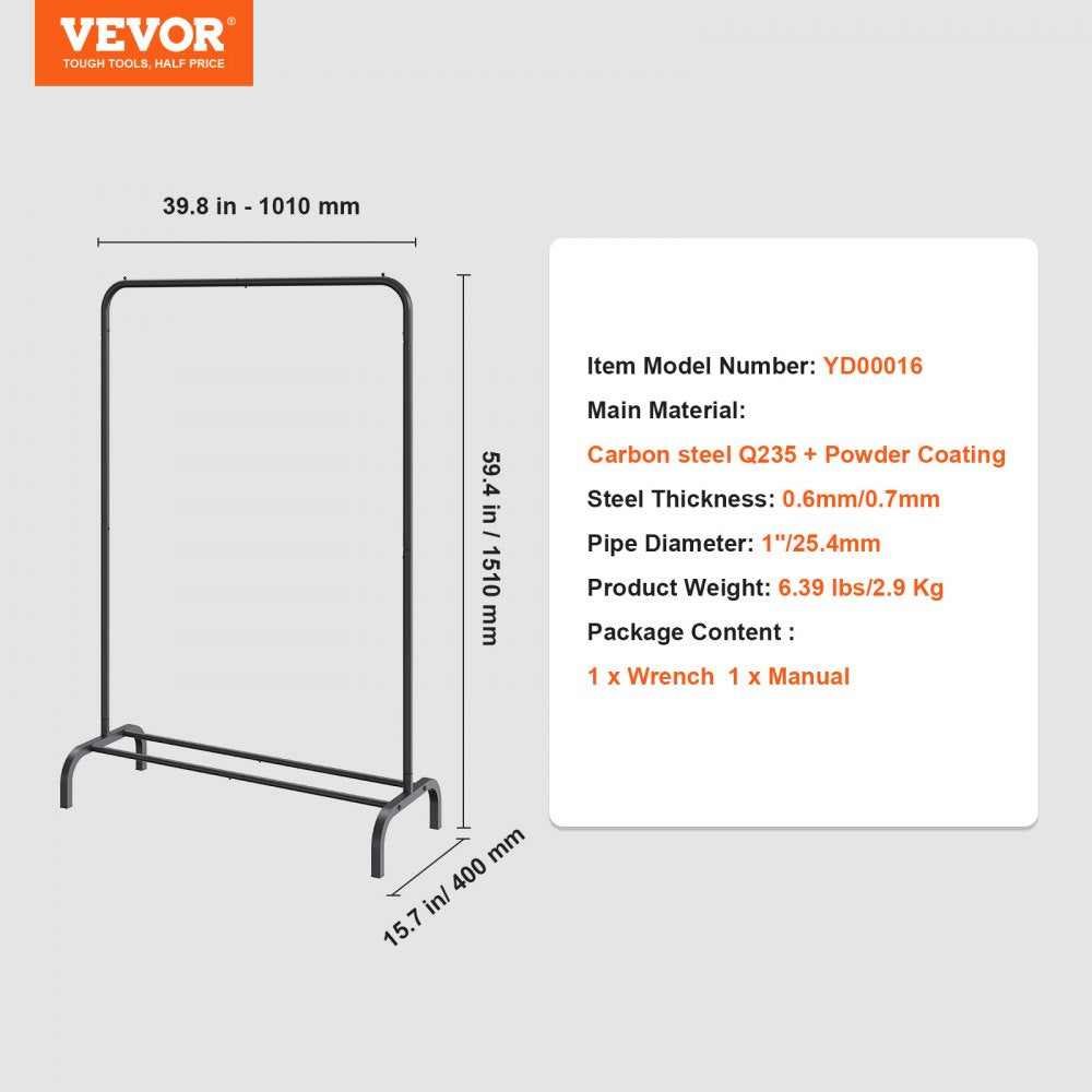 YD00016 - Heavy-Duty Mobile Garment Rack with Shelves and Rod
