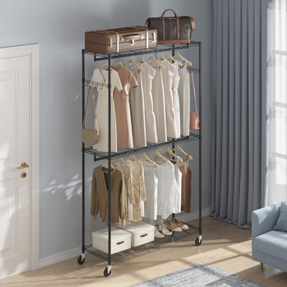 YC0002 - Heavy Duty 400 lbs VEVOR Rolling Clothing Rack with Adjustable Shelves
