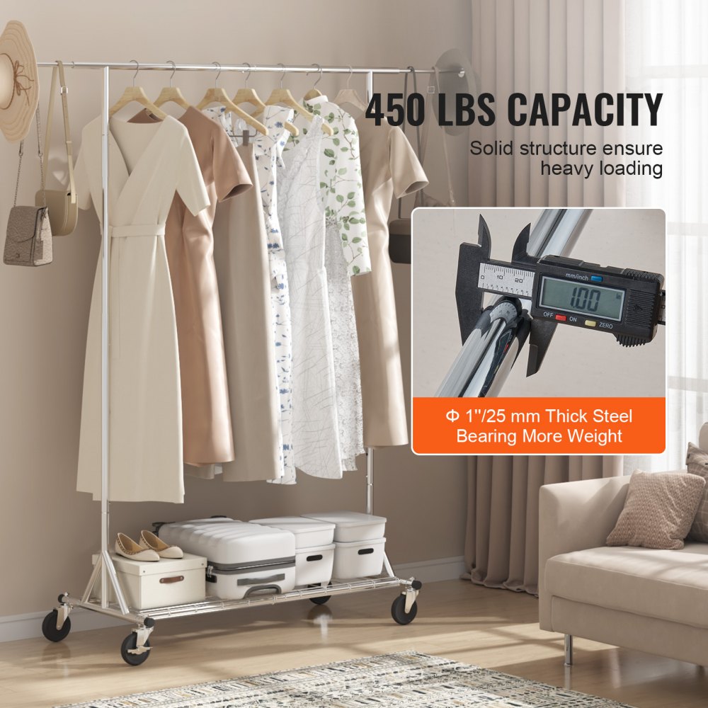 YD00017 - 57.2-74.1in Heavy-Duty Mobile Clothes Rack with Wheels