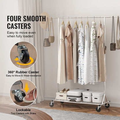 YD00017 - 57.2-74.1in Heavy-Duty Mobile Clothes Rack with Wheels