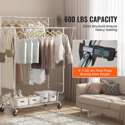 YD00018 - Adjustable Heavy Duty Clothes Rack, Holds 600 lbs, 56.8-73.5" Tall