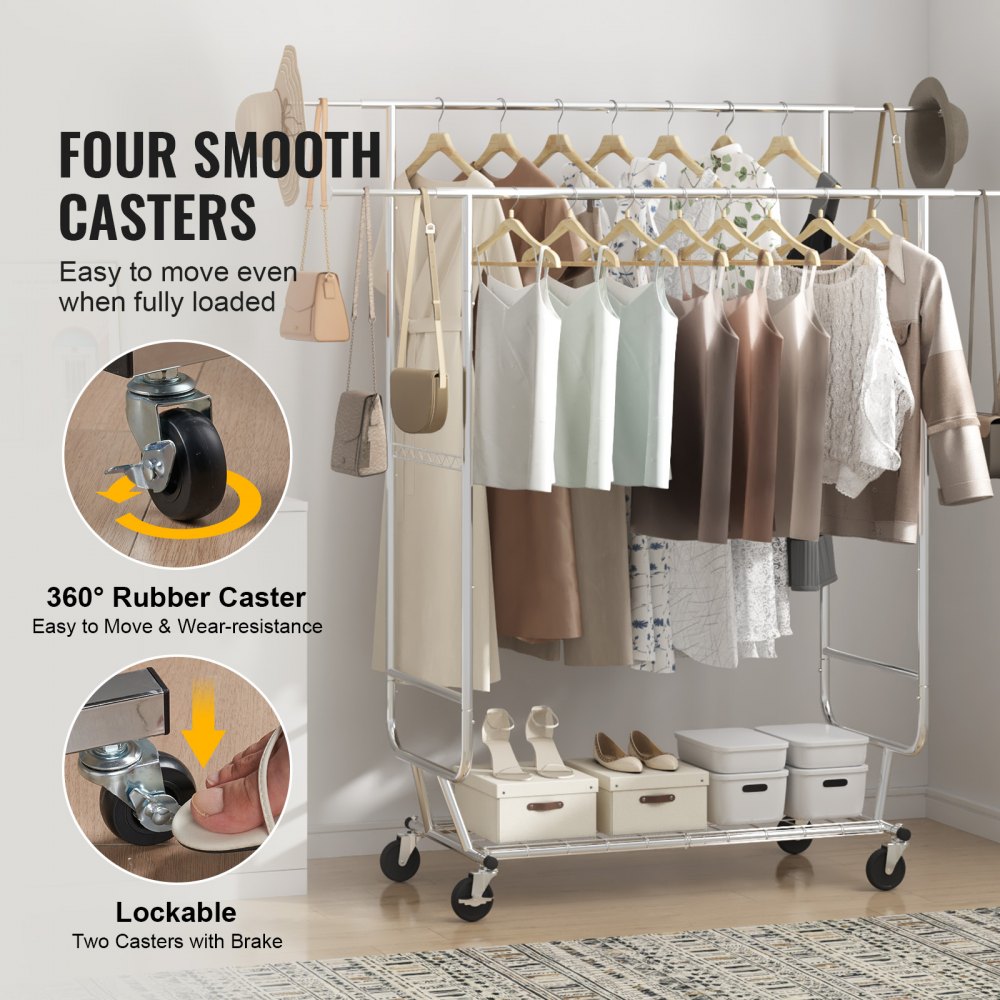 YD00018 - Adjustable Heavy Duty Clothes Rack, Holds 600 lbs, 56.8-73.5" Tall