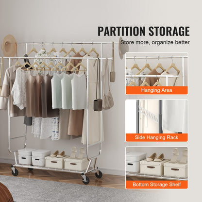 YD00018 - Adjustable Heavy Duty Clothes Rack, Holds 600 lbs, 56.8-73.5" Tall
