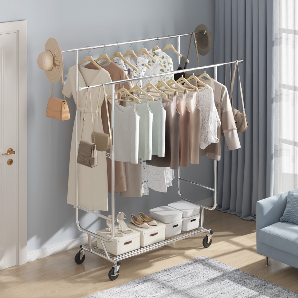YD00018 - Adjustable Heavy Duty Clothes Rack, Holds 600 lbs, 56.8-73.5" Tall