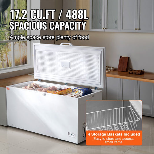BD-505JA - 17.2 Cu.ft VEVOR Chest Freezer with Adjustable Thermostat