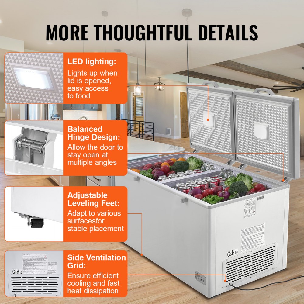 BD-600 - 19.8 Cu.ft VEVOR Chest Freezer with Lockable Split Doors