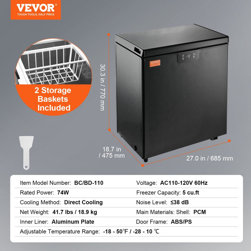 BD/BC-110EC - 5 Cu.ft Compact Chest Freezer with Digital Display and 2 Baskets