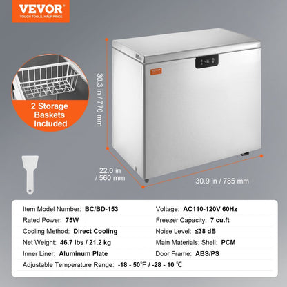 BD/BC-153EC - 7 cu.ft Compact Freezer with Digital Display & 2 Baskets
