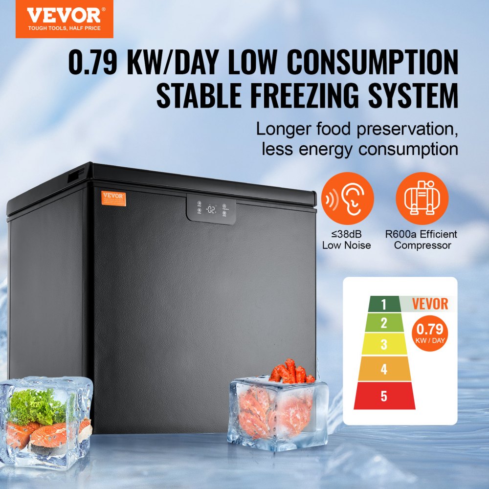 BD/BC-153EC - 5.4 Cu.Ft VEVOR Chest Freezer with Baskets & Adjustable Temp