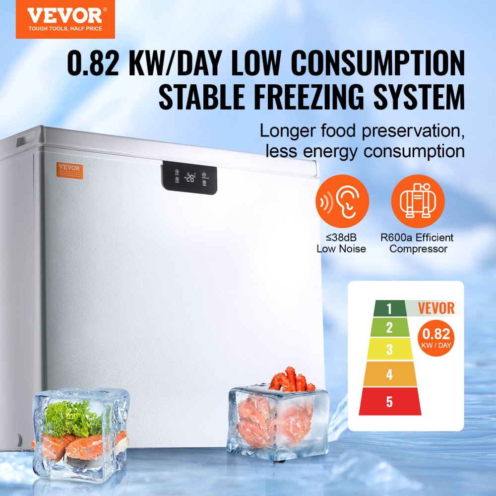 BD/BC-198EC - VEVOR 10 Cu.ft Compact Freezer with Digital Display and Baskets
