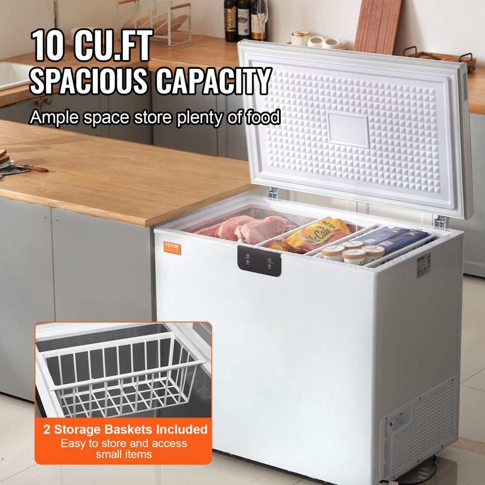 BD/BC-198EC - VEVOR 10 Cu.ft Compact Freezer with Digital Display and Baskets