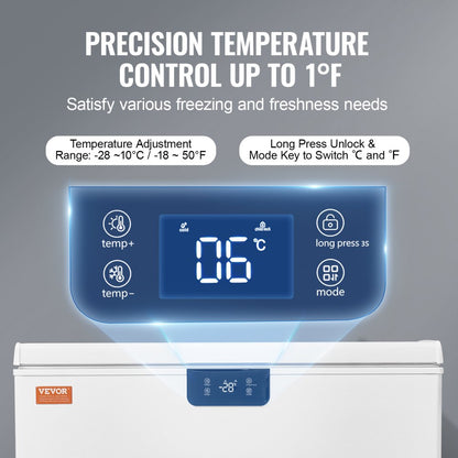 BD/BC-198EC - VEVOR 10 Cu.ft Compact Freezer with Digital Display and Baskets