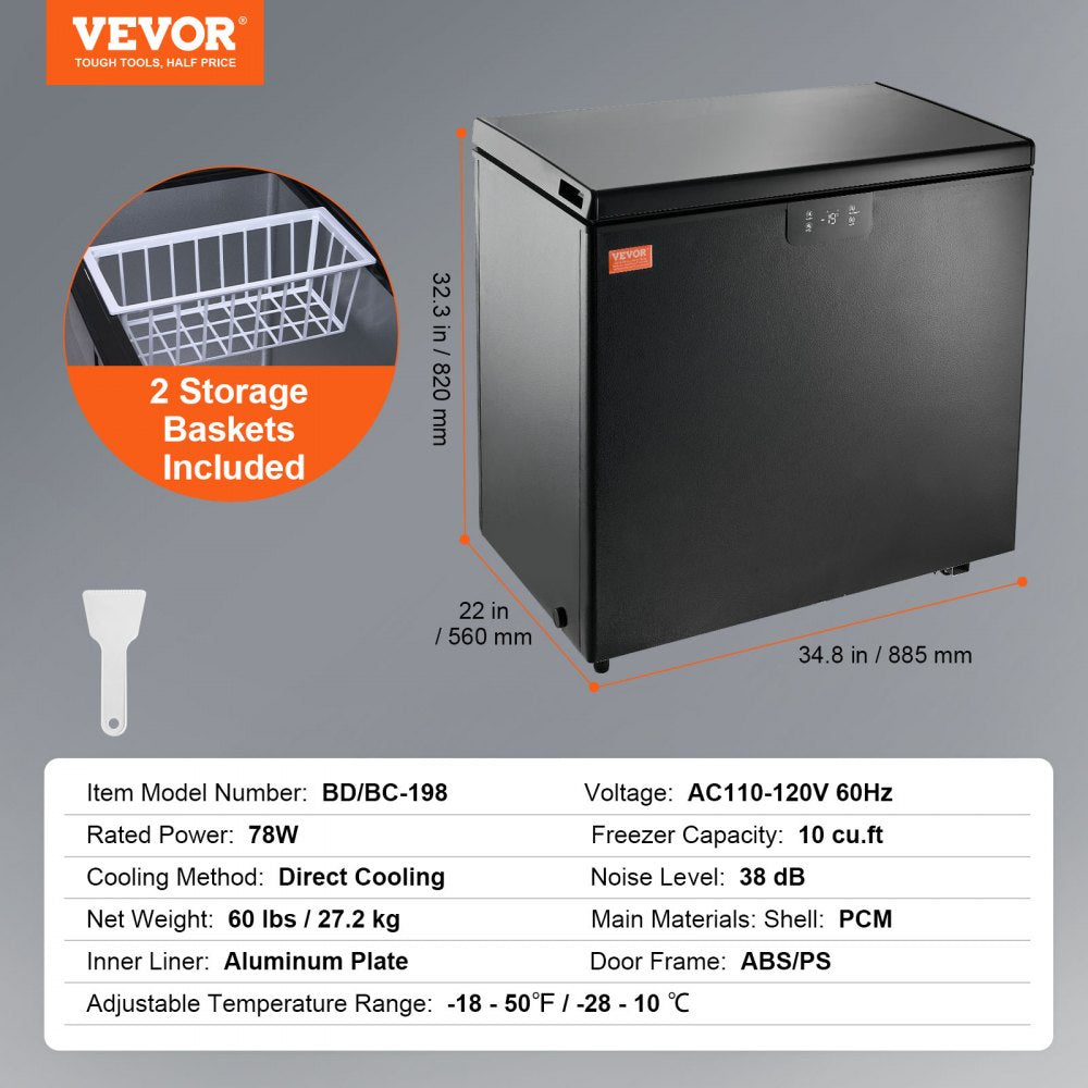 BD/BC-198EC - 10 Cu.ft VEVOR Compact Deep Freezer with Digital Display