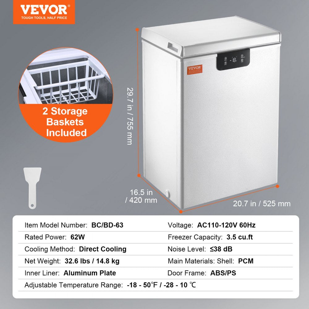 BD/BC-63EC - 3.5 cu.ft Compact Chest Freezer with Baskets & Temperature Control