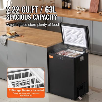 BD/BC-63EC - 2.22 Cu.ft VEVOR Compact Freezer with Baskets & Quiet Operation