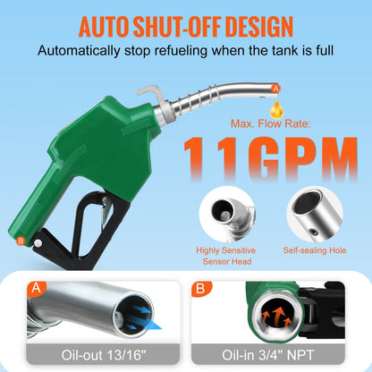 AC-11A-13/16 - 11 GPM Automatic Fuel Nozzle with 360° Swivel Connector