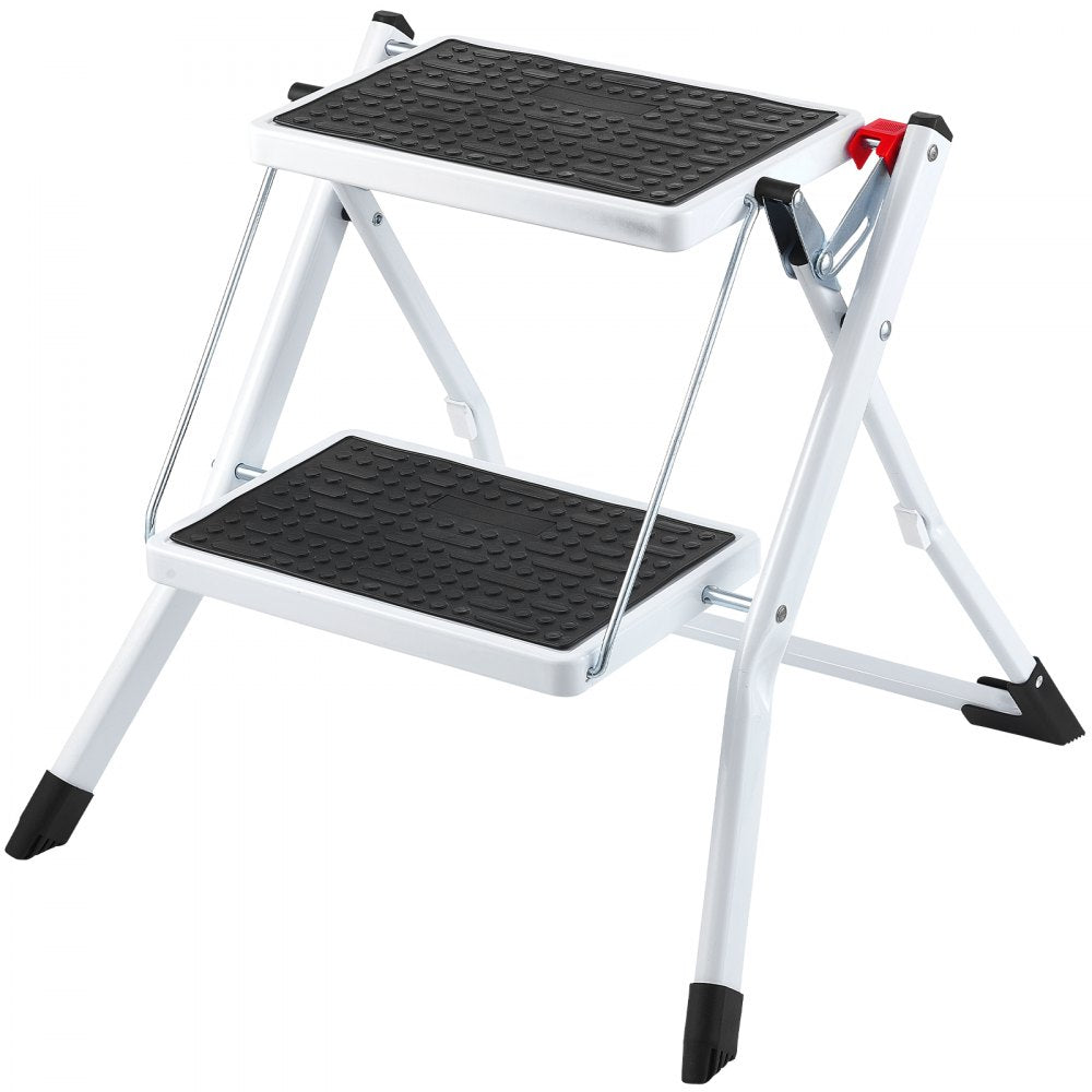 WK2031 - Compact 2-Step Steel Ladder, 330lbs Capacity, Folding Design