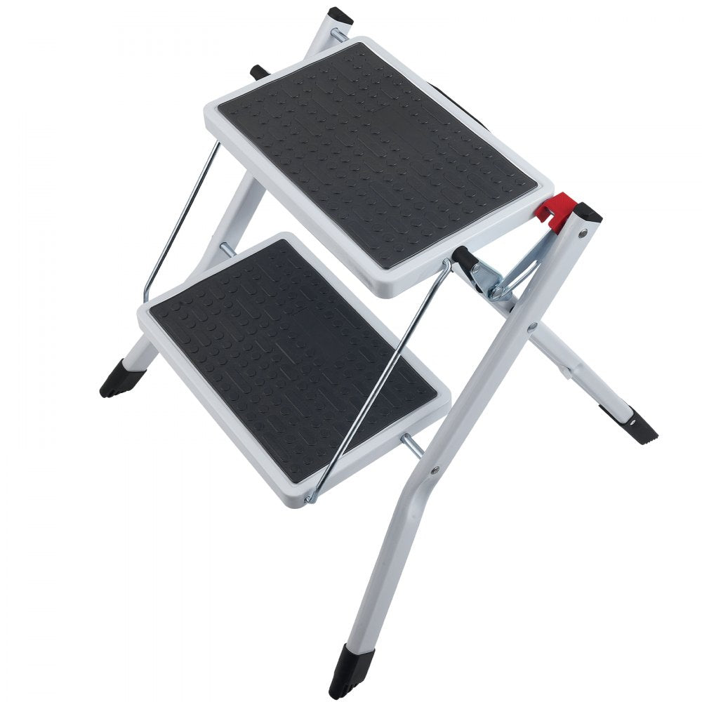 WK2031 - Compact 2-Step Steel Ladder, 330lbs Capacity, Folding Design
