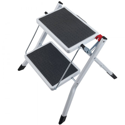 WK2031 - Compact 2-Step Steel Ladder, 330lbs Capacity, Folding Design