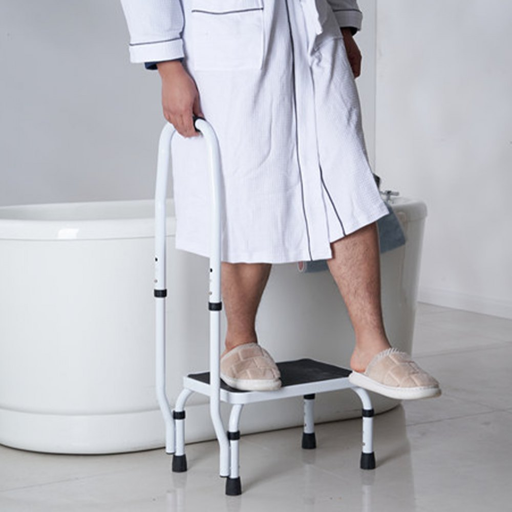 WK2071B - Adjustable 1-Step Steel Step Stool, 330lbs Capacity for Home Use