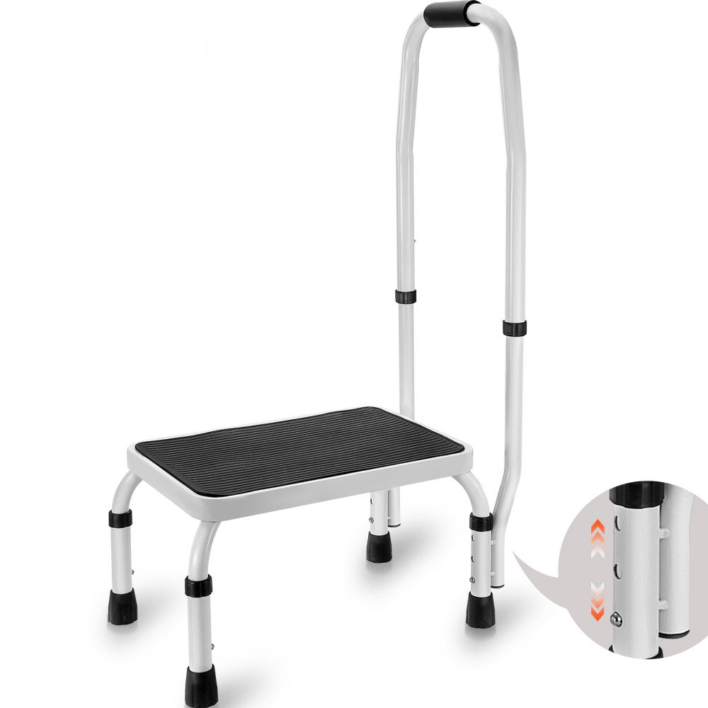 WK2071B - Adjustable 1-Step Steel Step Stool, 330lbs Capacity for Home Use